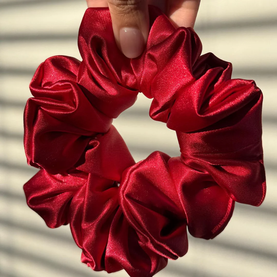 Red Silk Scrunchie - 2 pack - Image 3
